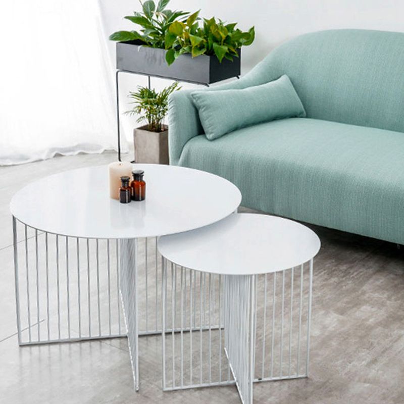Mid Century Round Iron Coffee Cocktail Table Cross Legs Simple Coffee Table