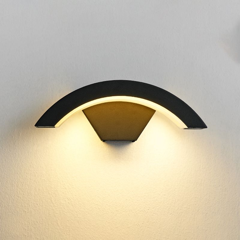 Modern Metal Wall Sconce Arc Shape Wall Light with Acrylic Shade for Courtyard