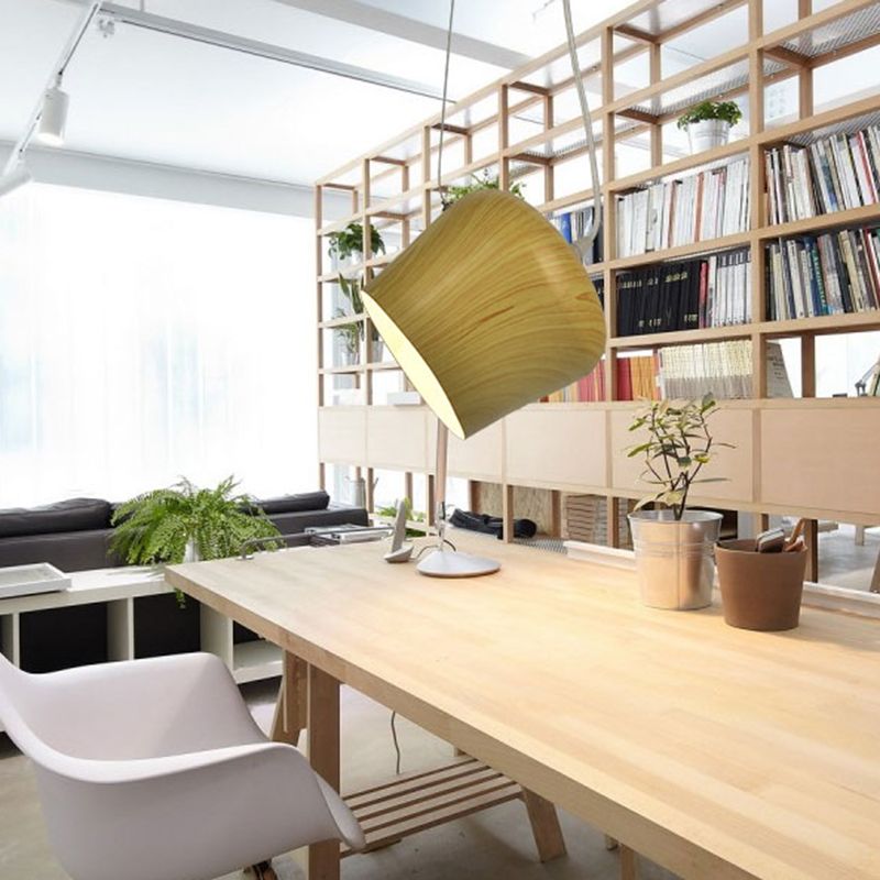 Eenvoudige koepelvormige hangende lamp metaal 1 lichte eetkamer hanglampverlichting in donker hout