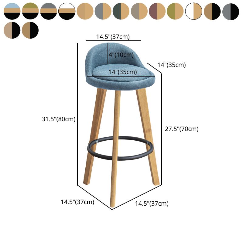 Modern Armless Backrest Counter Stool Wood Milk Tea Shop Bar Stool with Cushion and Pedal