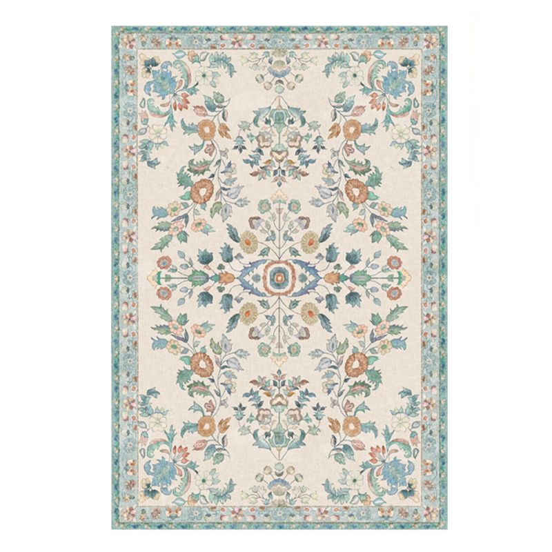 Einfache helle Farbe Absagter Teppich Polyester Ethnisches Blumenmuster Fläche Teppich nicht rutschfest