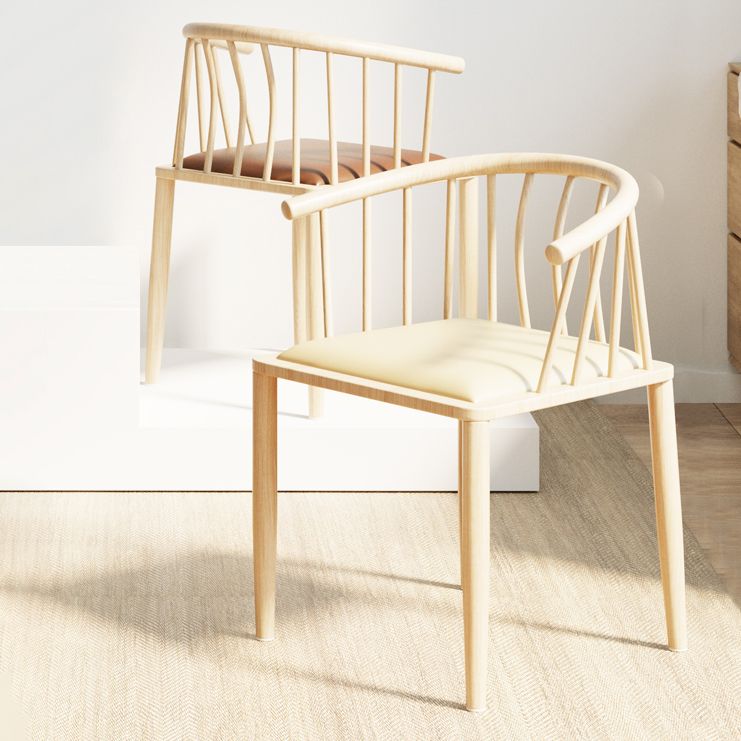 Contemporary Metal Dining Room Chairs Upholstered Armchair for Home Use