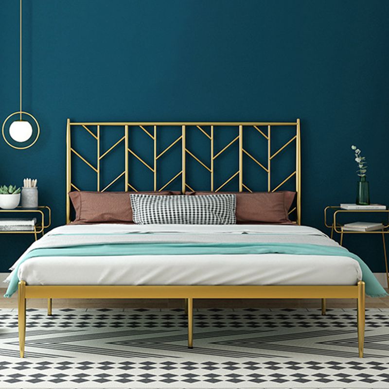 Glam Open-Frame Bed with Iron Rectangle Headboard and Legs Bed