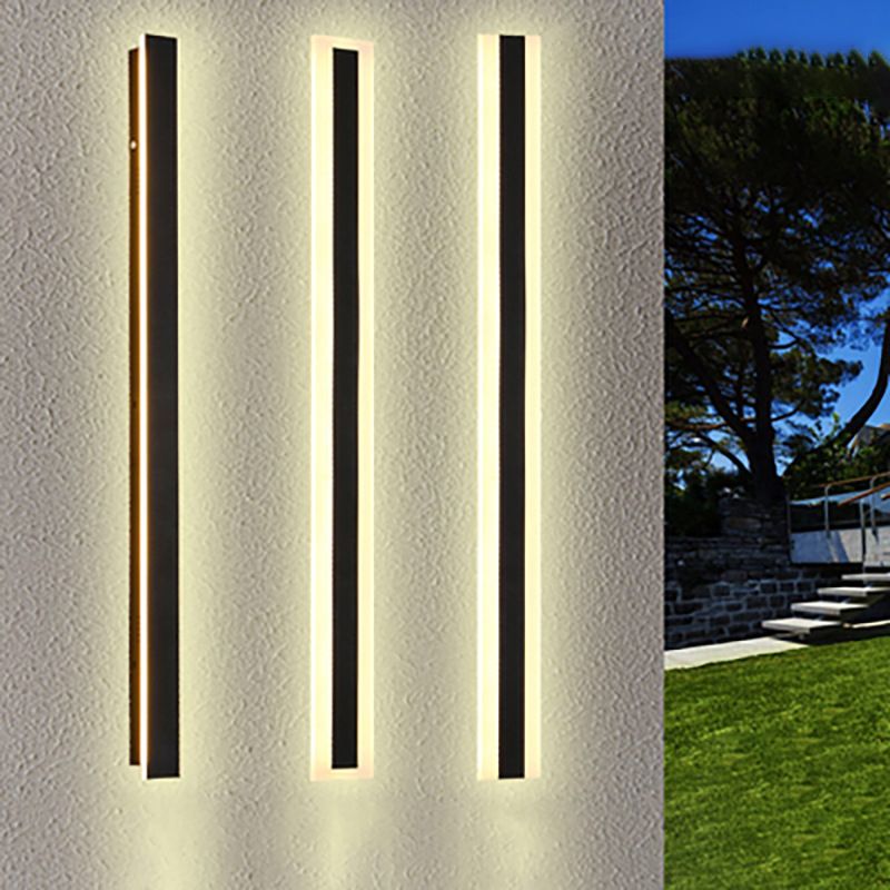 Linear Wall Mount Light Fixture Simple 1 Light Wall Lamps in Black