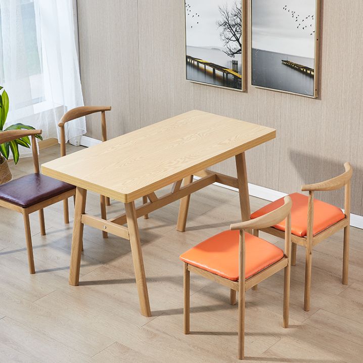 Contemporary Home Dining Table with Steel Trestle for 2-4 People