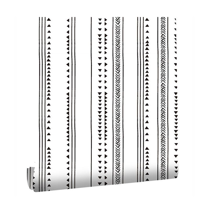 Modern Wallpaper Roll for Home Decoration with Dotted Lines Pattern in Soft Grey, Peel and Stick, 29.1 sq ft.