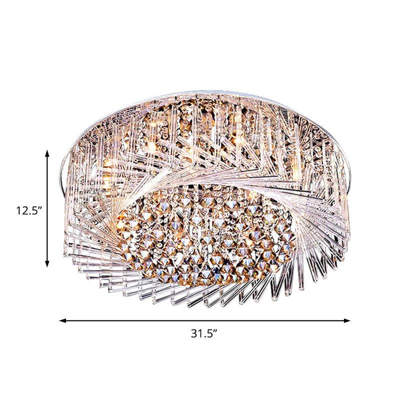 Drum-plafondlamp Eigentijds kristal LED-chroom inbouwlicht, 23,5"/31,5" breed
