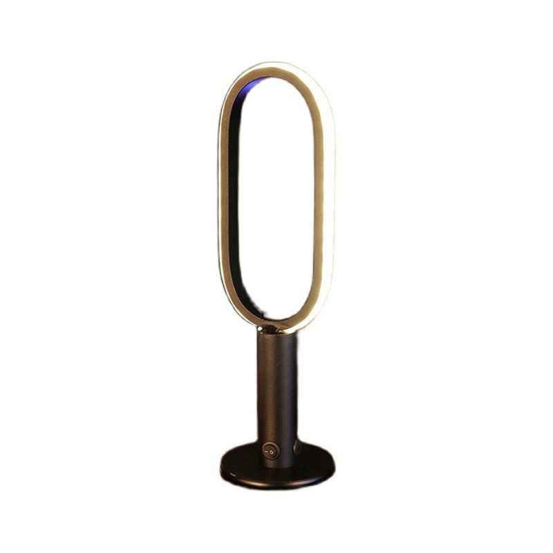 1 Light Oval Nightstand Lamp Contemporary Metal Nightstand Lamps for Club in Black