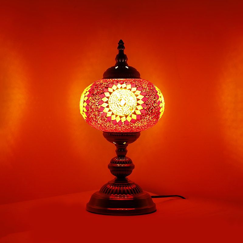 Lampada da comodino per camera da letto torre in vetro colorato mediterraneo 1 lampadina rossa/blu/gialla e blu