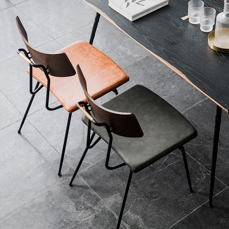 Metal Industrial Style Side Chair Open Back Armless Chair for Patio Use