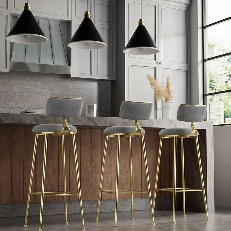 Glam Low Back Bar Stuhl Fußstütze Round Polstered Counter Heighing Stool