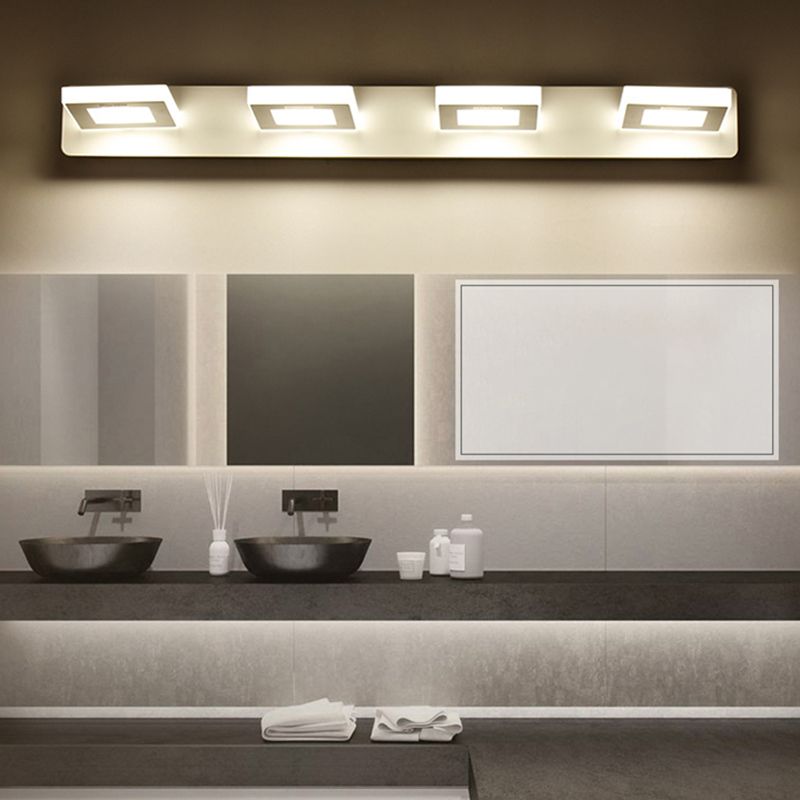 Metal Geometric Wall Mount Lighting Modern Multi Lights Mirror Wall Light Fixture in White