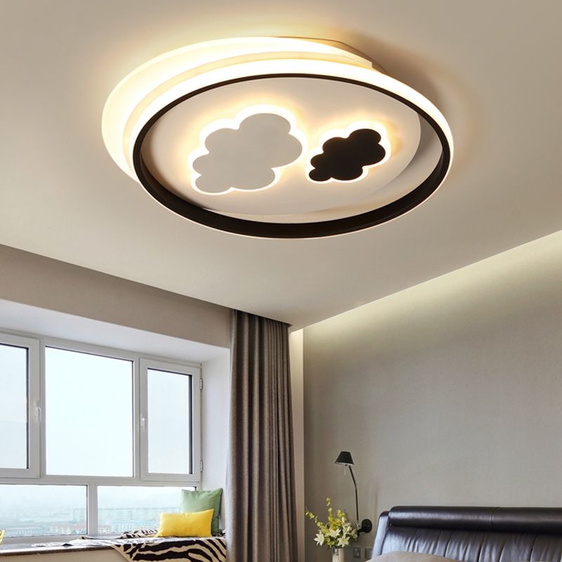 Cloud-Unterputz-Deckenleuchte für Kinderzimmer, Acryl, minimalistische LED-Einbauleuchte in Schwarz-Weiß