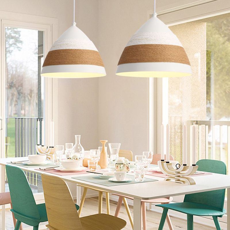 Domed Pendant Lamp Contemporary Metal 1 Head 9"/14" Wide White Ceiling Hanging Light