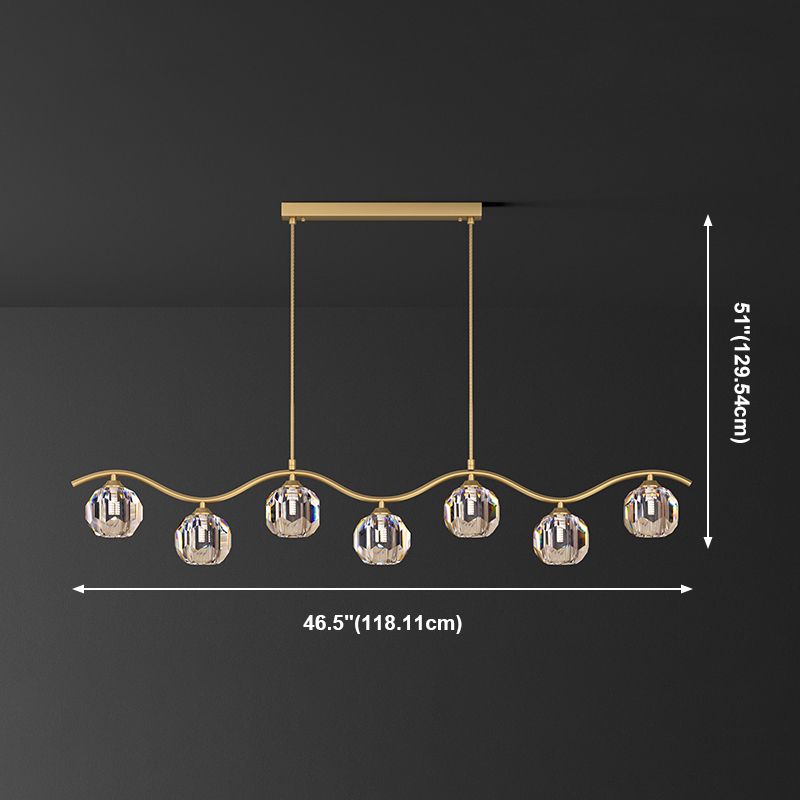 Contemporary Sphere Island Light Fixtures Crystal Pendant Lights in Gold