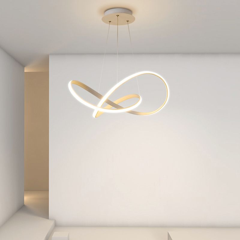 Linear Shape Chandelier Lamp Modern 1 Light LED Hanging Light for Bedroom