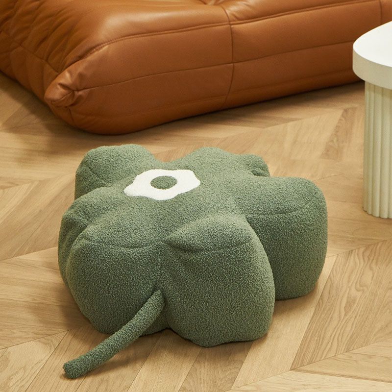 Contemporary Pouf Ottoman Velvet Upholstered Flower Shape Ottoman