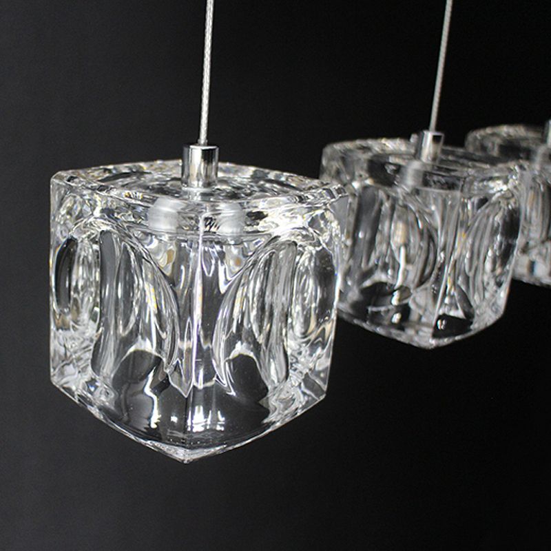 Cube Shape Crystal Pendant Light Contemporain multiple suspendu pour les escaliers