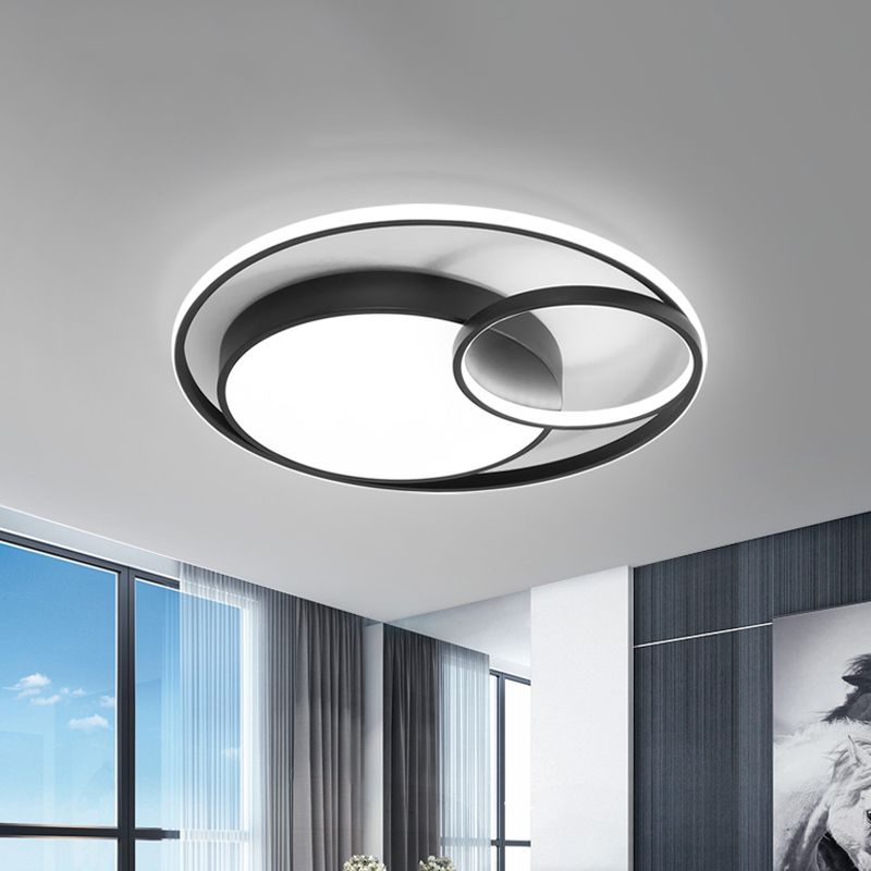Lampe circulaire encastrée Simple en acrylique, plafonnier LED noir/blanc/or pour dortoir, lumière blanche/3 couleurs