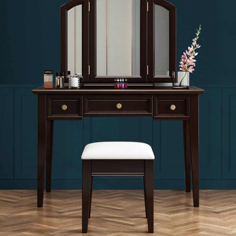 Traditional Style 3 -Drawer Wooden Vanity Mirror Makeup Table