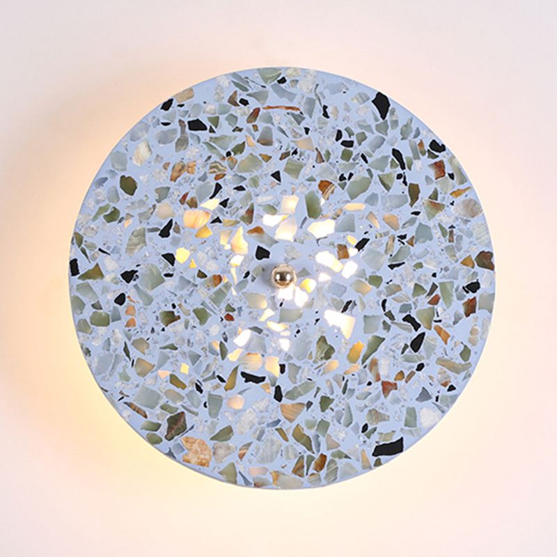 Nordic Style LED Wall Light Geometry Round Colorful Wall Lamp with Stone Shade for Bedroom