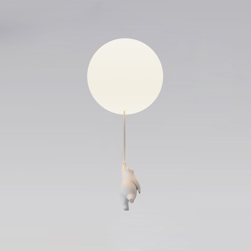 Cartoon 1-Light Ceiling Light White Balloon Shape Glass Flush Mount Light Fixture