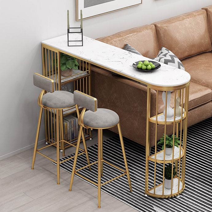 Double Pedestal Pub Table Free Form Glam Bar Table for Indoor and Breakroom