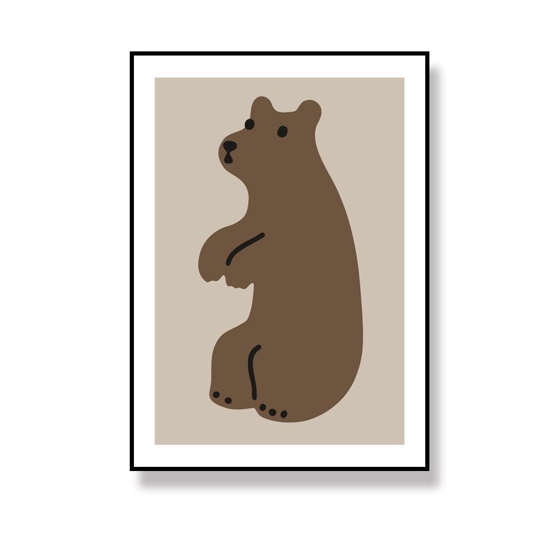 Wildtier-Wandkunst-Dekor-Cartoon-Leinwandgemälde in sanften Farben für das Wohnzimmer