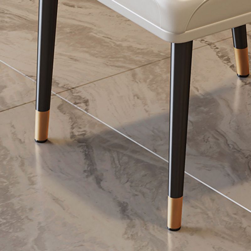 Scandinavian Style Leather Dining Chairs Solid Back Armless Dining Chair