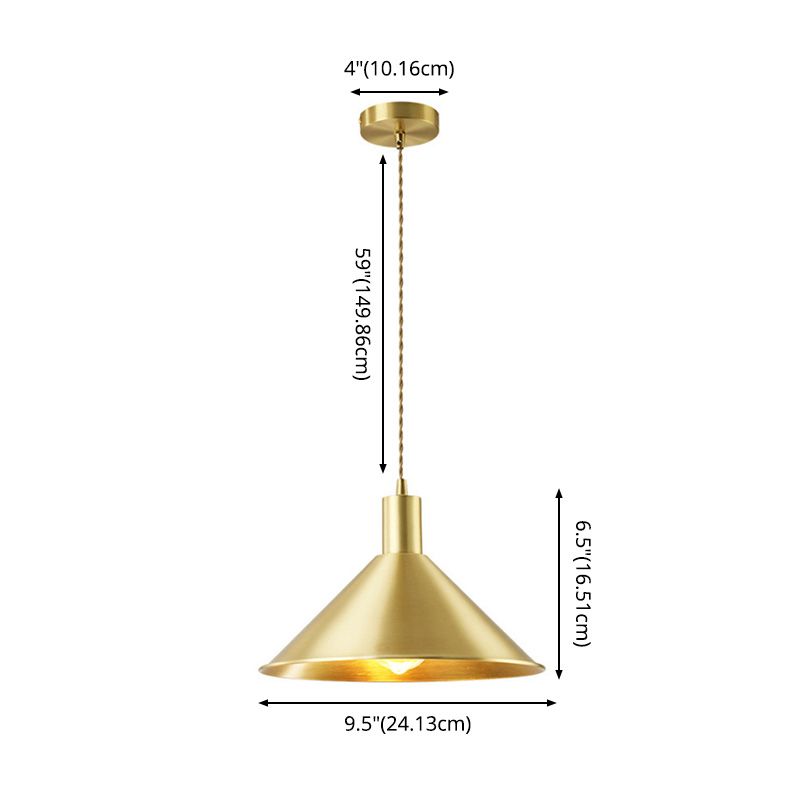 Nordic Shaded Ceiling Pendant Light Metal Dinning Room Down Lighting Pendant in Gold