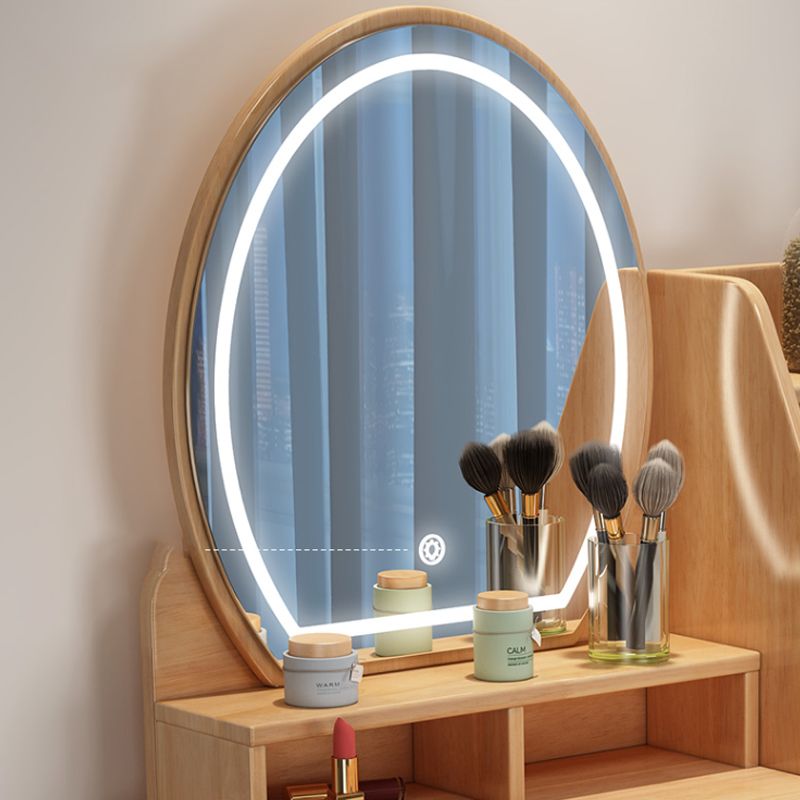 Scandinavian Vanity Set Solid Wood Make-up Vanity with 3 Drawer and Mirror