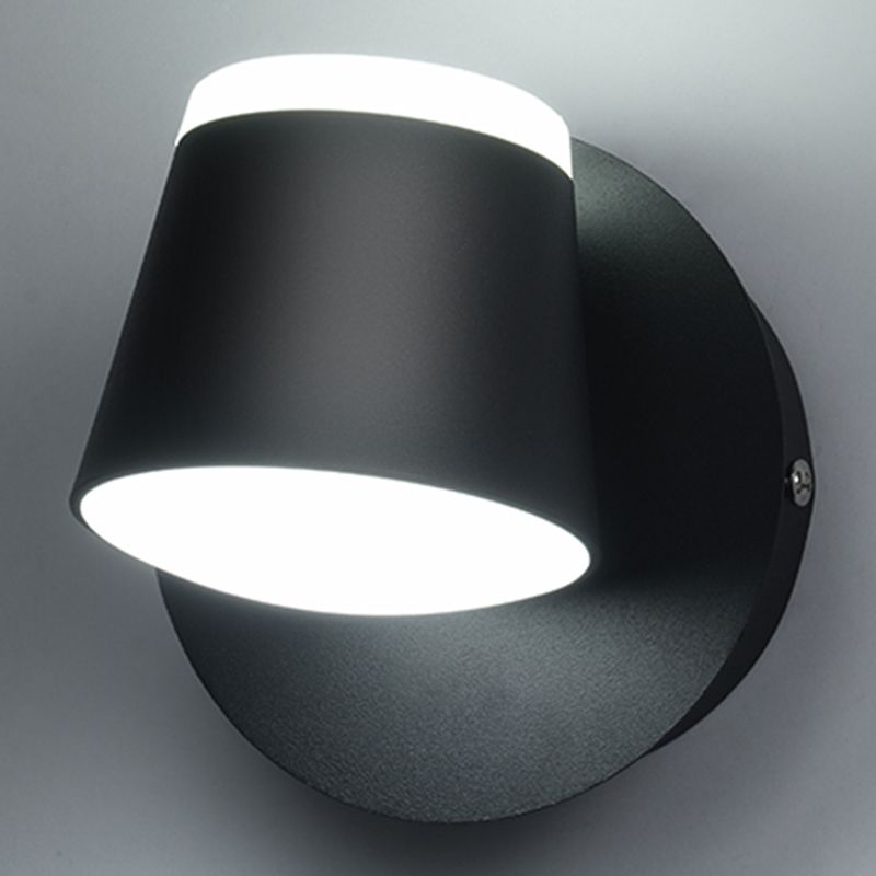 Modern Metal Wall Sconce LED Wall Light with Aluminum Shade in Black and White for Bedroom