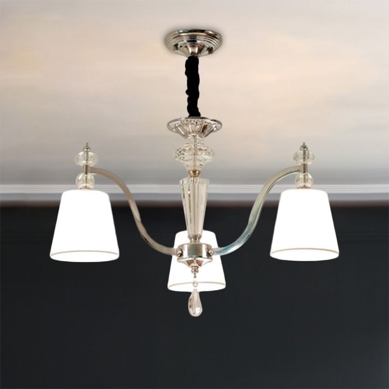 Conische kroonluchter verlichtingsarmatuur moderne stof 3/6 koppen chroom suspensie hanger met kristalval
