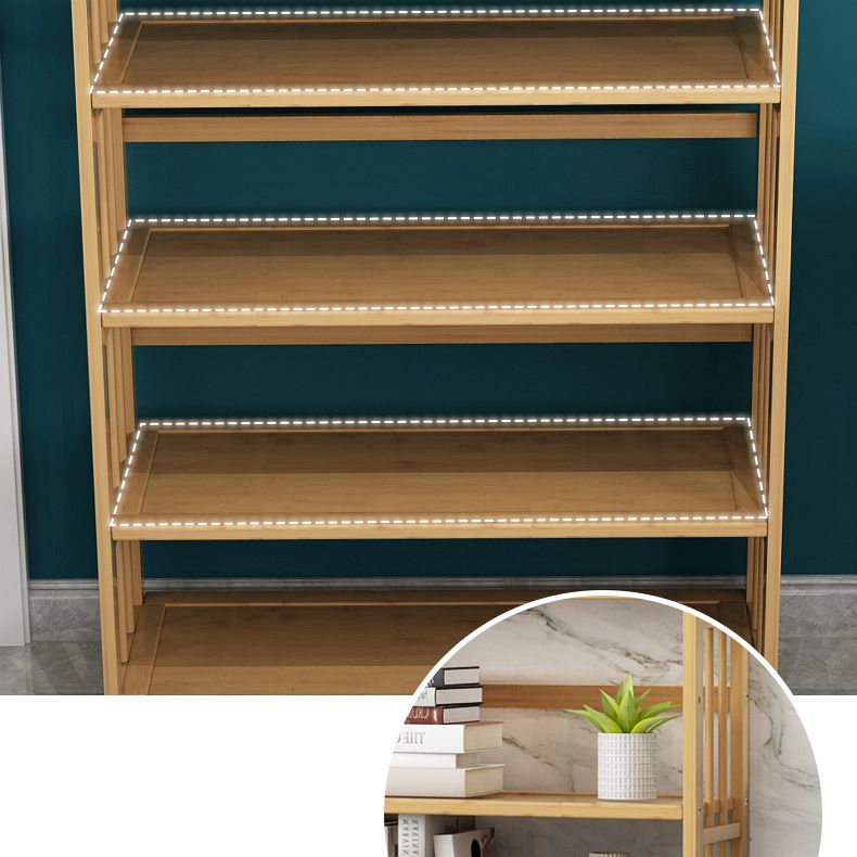 Contemporary Brown Bamboo Shelf Bookcase Open Bookcase for Study Room