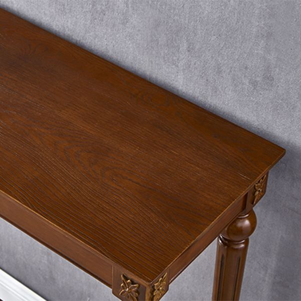 Brown Solid Wood Cocktail Bar Table Rectangle Footrest Indoor Bar/Dinette Table