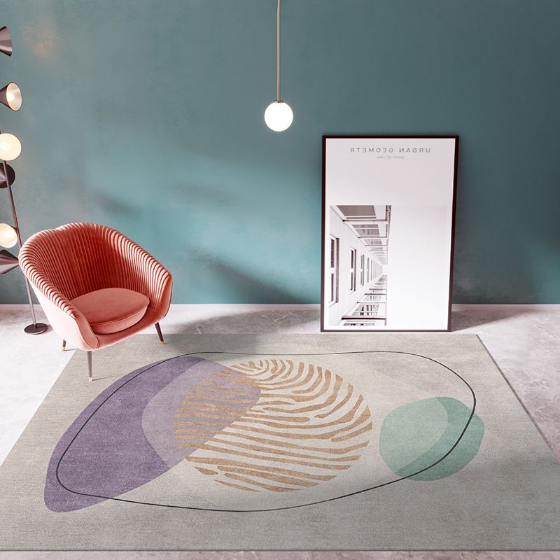 Light Navy Modern Rug Polyester Graphic Indoor Rug Non-Slip Backing Rug for Home Decor