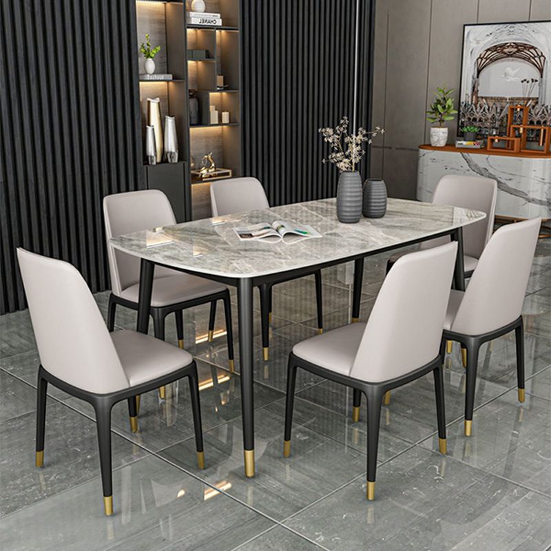 Industrial Dining Rectangle Table Sintered Stone Table with Metal Legs for Home