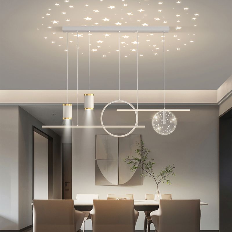 Geometric Shape Metal Island Pendants Modern Style 8 Lights Island Pendant Lights