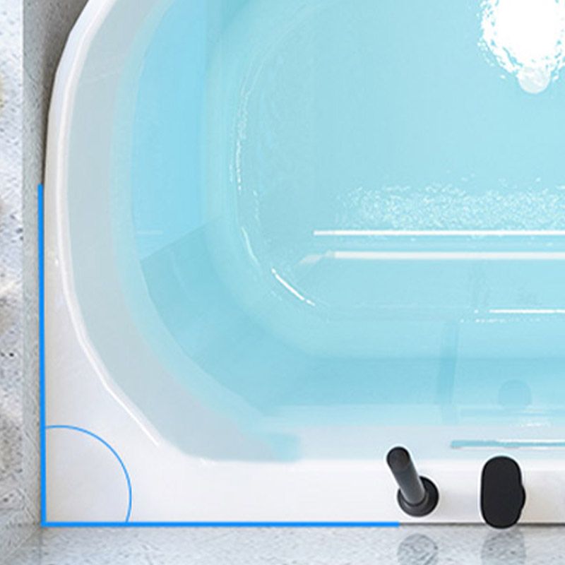 Modern Corner White Acrylic Bathtub Back to Wall with Drain Bath Tub