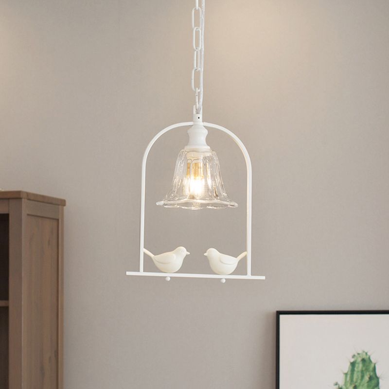 Mini pendentif clair blanc, plafond réglable avec décoration d'oiseaux style moderne