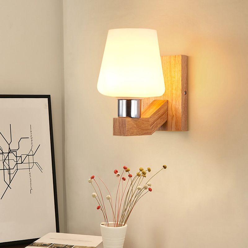 Modern Style Wall Light Wood 1 Light Sconces in Brown for Bedroom