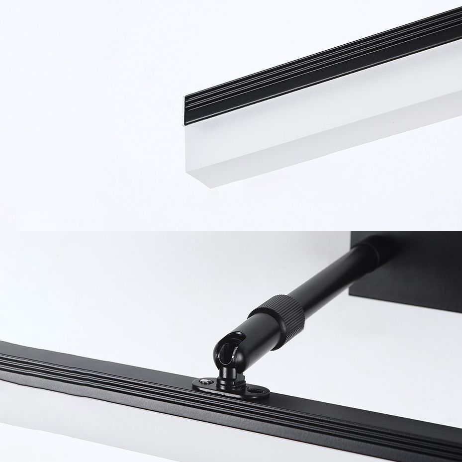 Metal 1-Light LED Wall Sconce in Modern Style Linear Shade Mirror Wall Lighting in Black