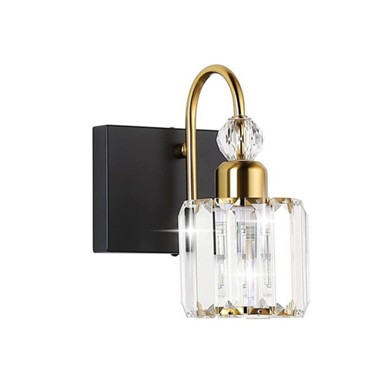 Nordic Style Vanity Light Cylinder Shape Vanity Lamp with Crystal Shade for Shower Room