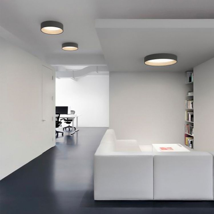 Lámpara empotrada de grano de madera nórdica, lámpara de techo de metal minimalista para sala de estudio en gris