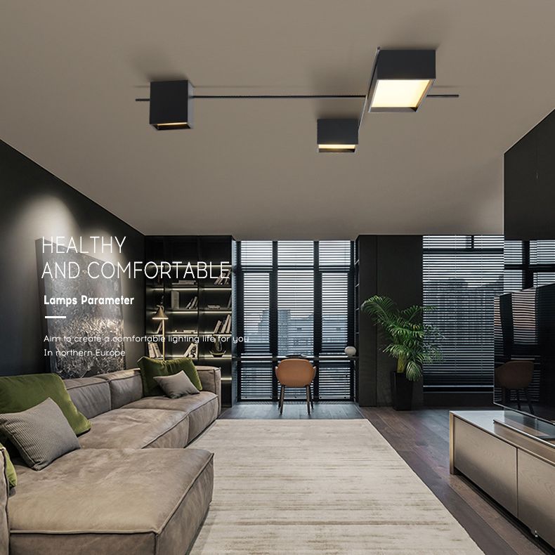 Moderno LED minimalista LED de techo de hierro forjado de hierro forjado con sombra acrílica