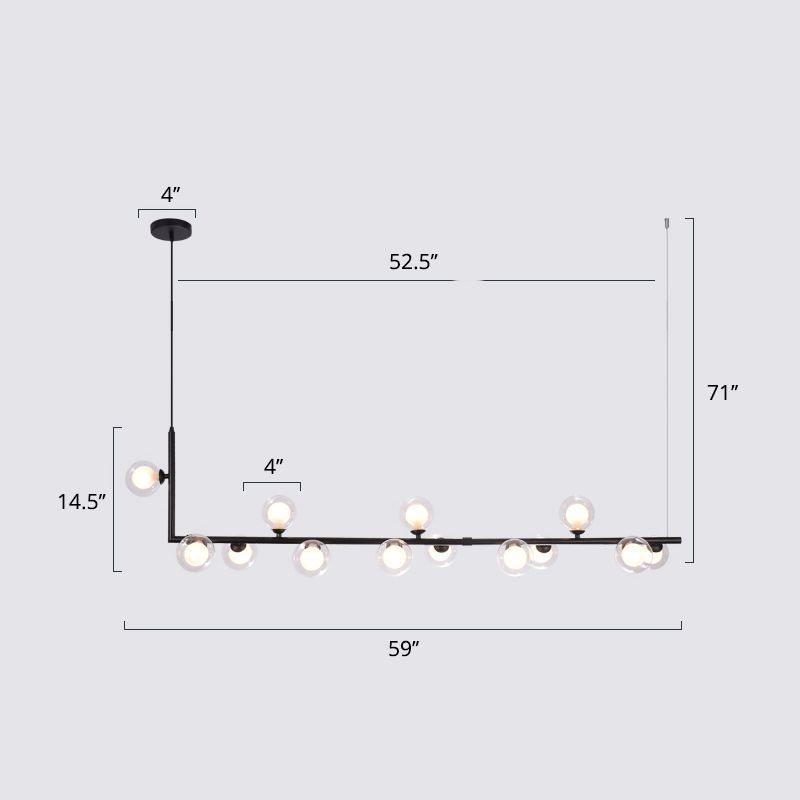 Ball Hanging Island Light Postmodern Glass Suspension Candant Light per sala da pranzo