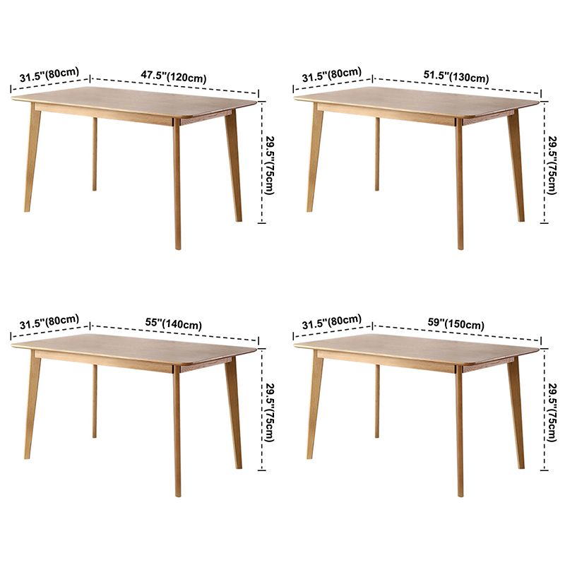 Mesa de comedor rectangular colección de comedor de madera maciza con 4 pies