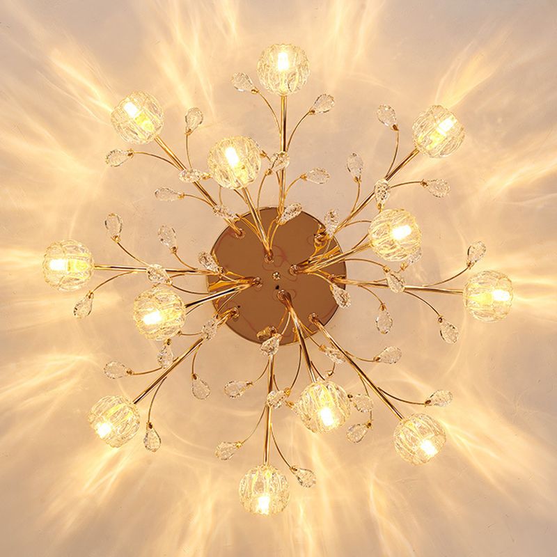 Luminaire de plafond de salon en métal de plafonnier encastré moderne avec abat-jour en verre