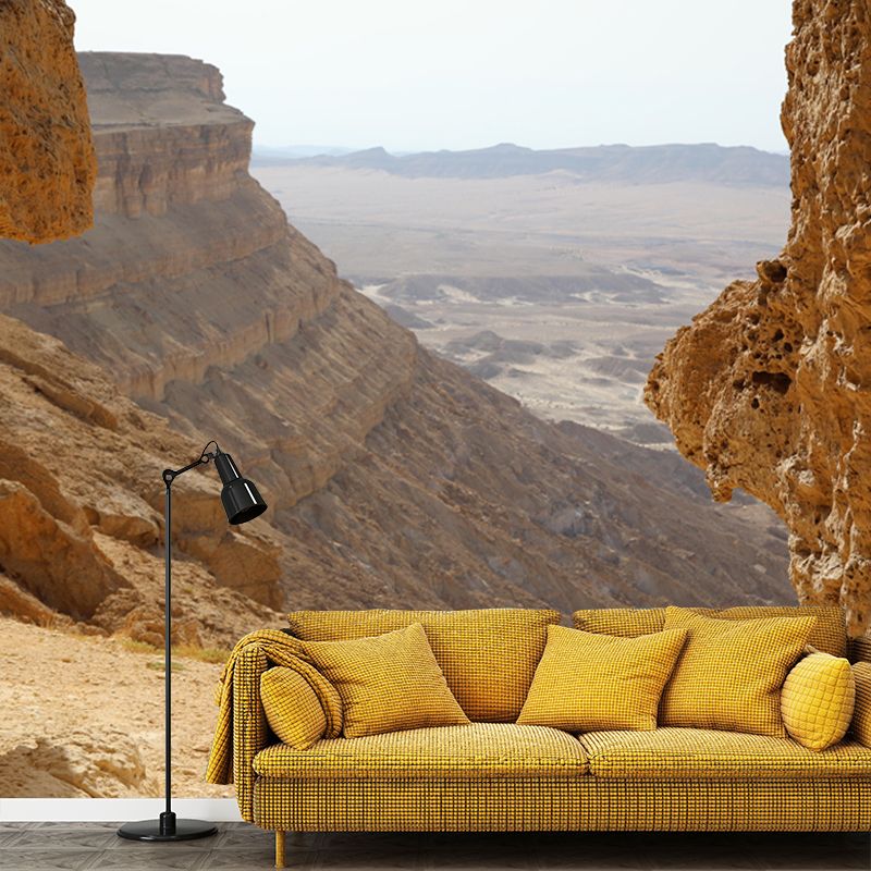 Barren Desert Landscapes Mural Mildew Resistant Wallpaper for Reading Room