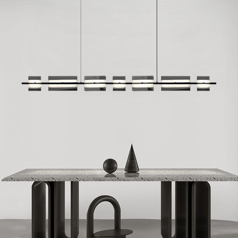 Contemporary LED Hanging Light Glass Island Light Fixture for Dining Room